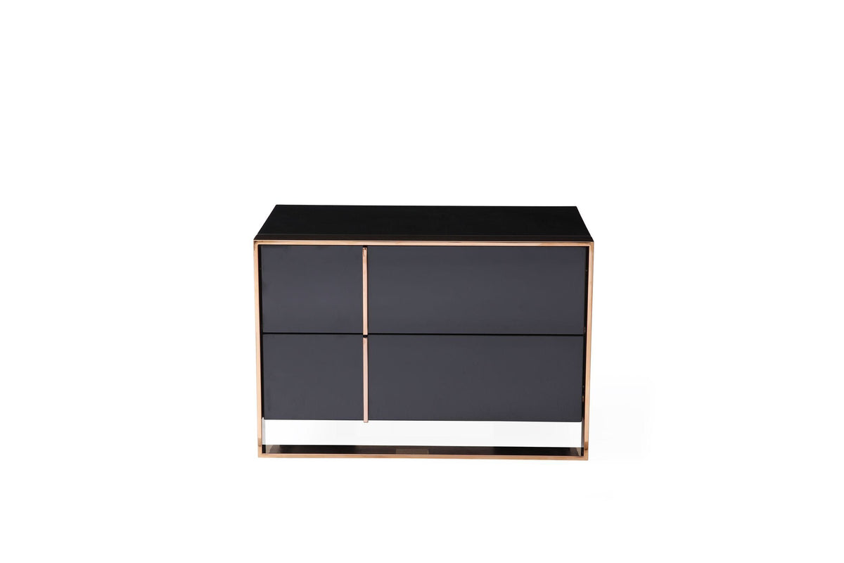 Cartier - California King Modern Black + Rose Gold Bed + Nightstands