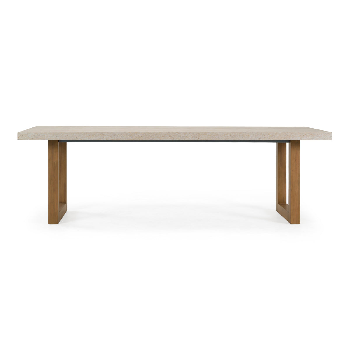 Cascais - Outdoor Grey + Faux Travertine + Eucalyptus Dining Table by VIG Furniture - View 1