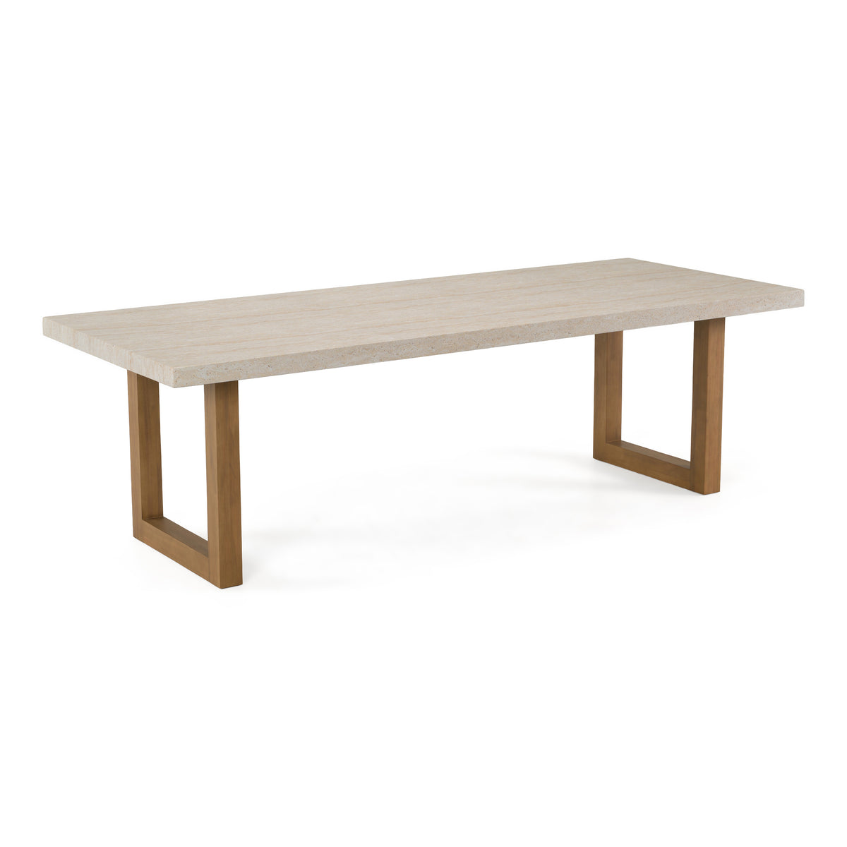 Cascais - Outdoor Grey + Faux Travertine + Eucalyptus Dining Table by VIG Furniture - View 4