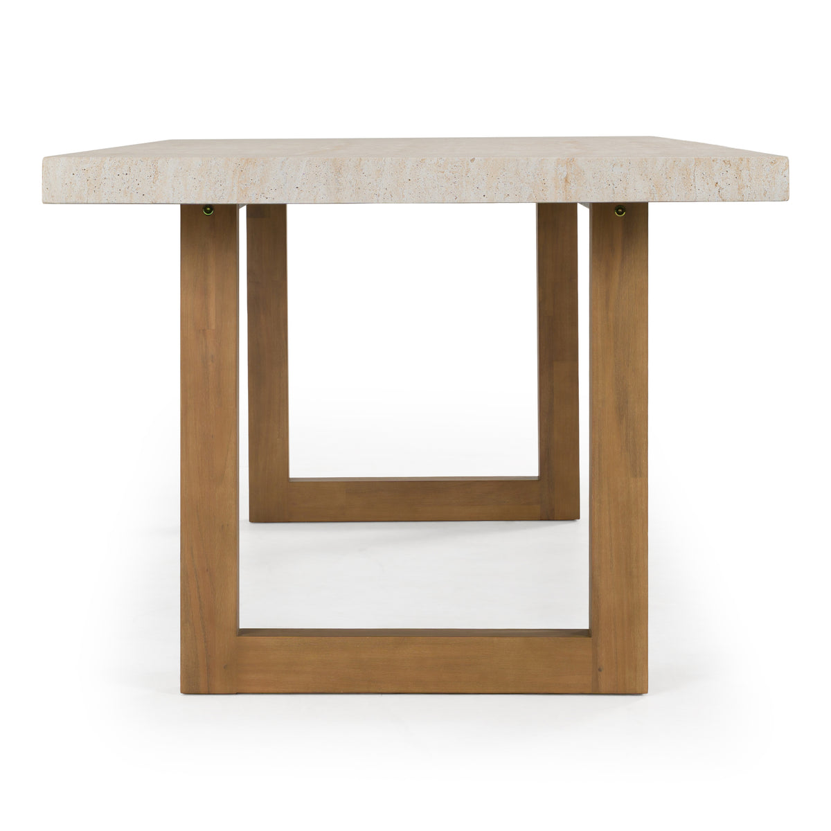 Cascais - Outdoor Grey + Faux Travertine + Eucalyptus Dining Table by VIG Furniture - View 5