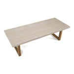 Cascais - Outdoor Grey + Faux Travertine + Eucalyptus Dining Table by VIG Furniture - View 6