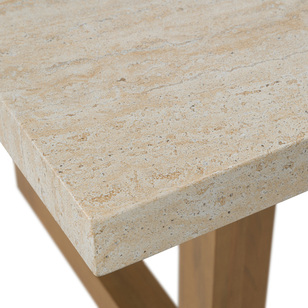 Cascais - Outdoor Grey + Faux Travertine + Eucalyptus Dining Table by VIG Furniture - View 7