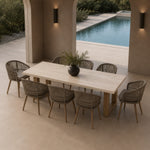 Cascais - Outdoor Grey + Faux Travertine + Eucalyptus Dining Table by VIG Furniture - View 3