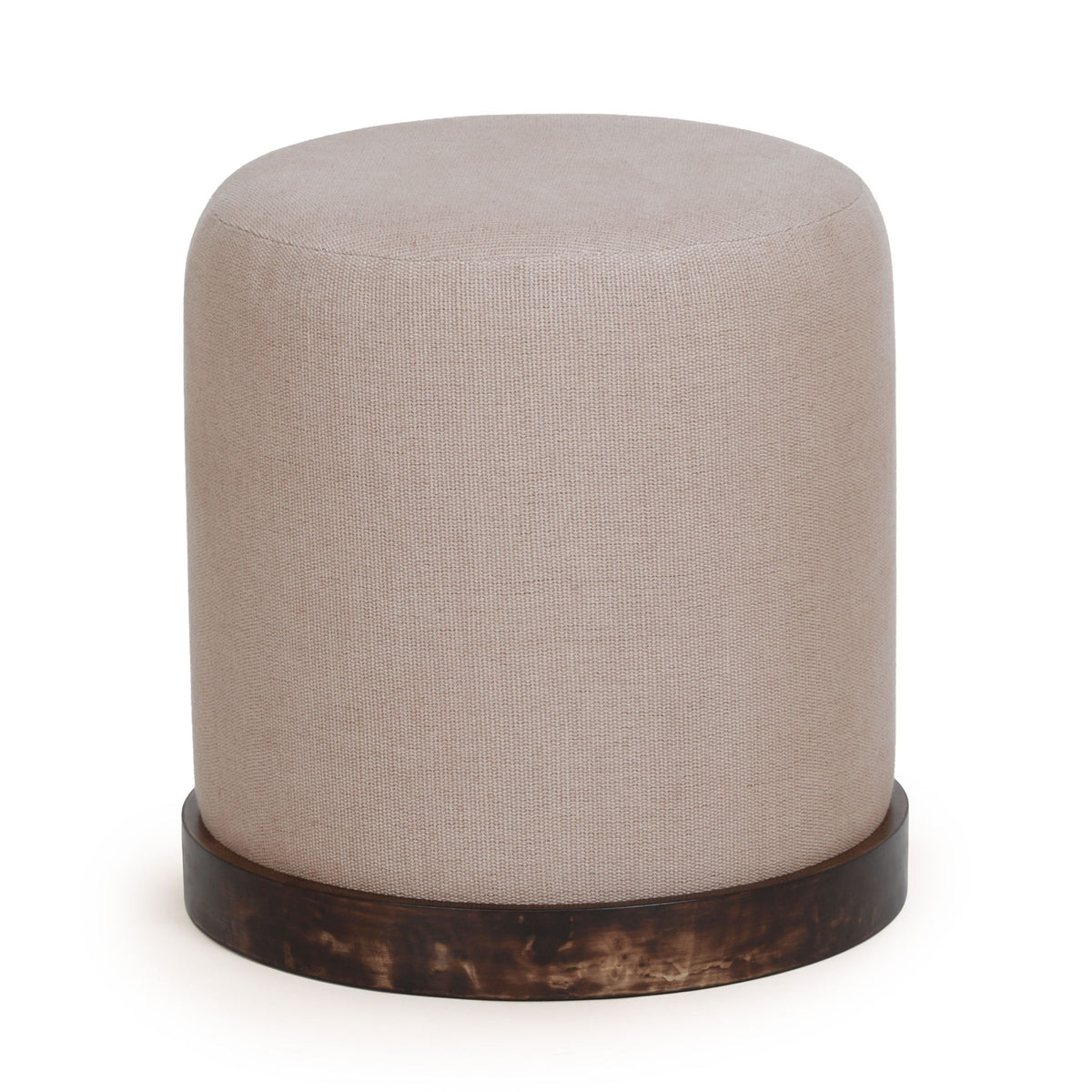 Como - Burl And Cotton Jute Designer Accent Stool - Peach