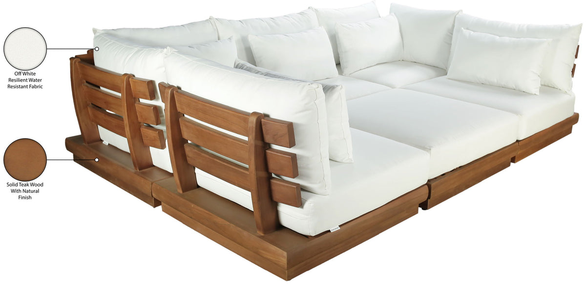 Mirella - 6 Piece Water Resistant Fabric Upholstered Outdoor Patio Modular Sectional