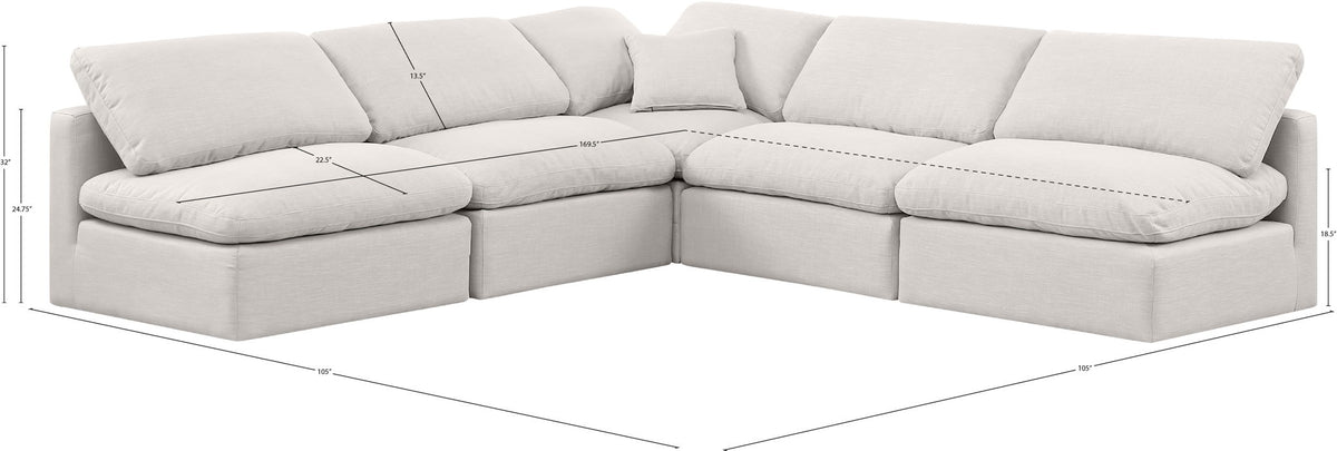 Indulge - Linen 5 Piece Modular Corner Armless Sectional