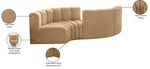 Arc - Velvet 4 Piece Curved Modular Sofa