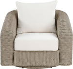 Seacrest - Olefin Water Resistant Fabric And Wicker Outdoor Patio Swivel Chair
