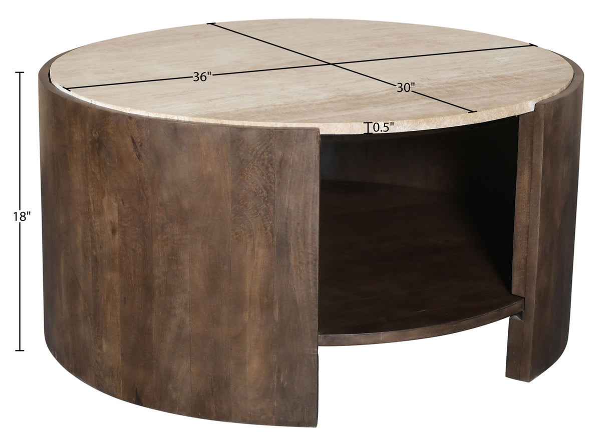 Solstice - Travertine And Mango Wood Table