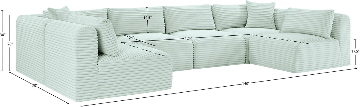 Shaggy - 6 Piece Modular U-Shaped Armless Sectional