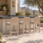 Sedona - Barstool In Canvas, No Welt - Coastal Teak / Latte Wicker