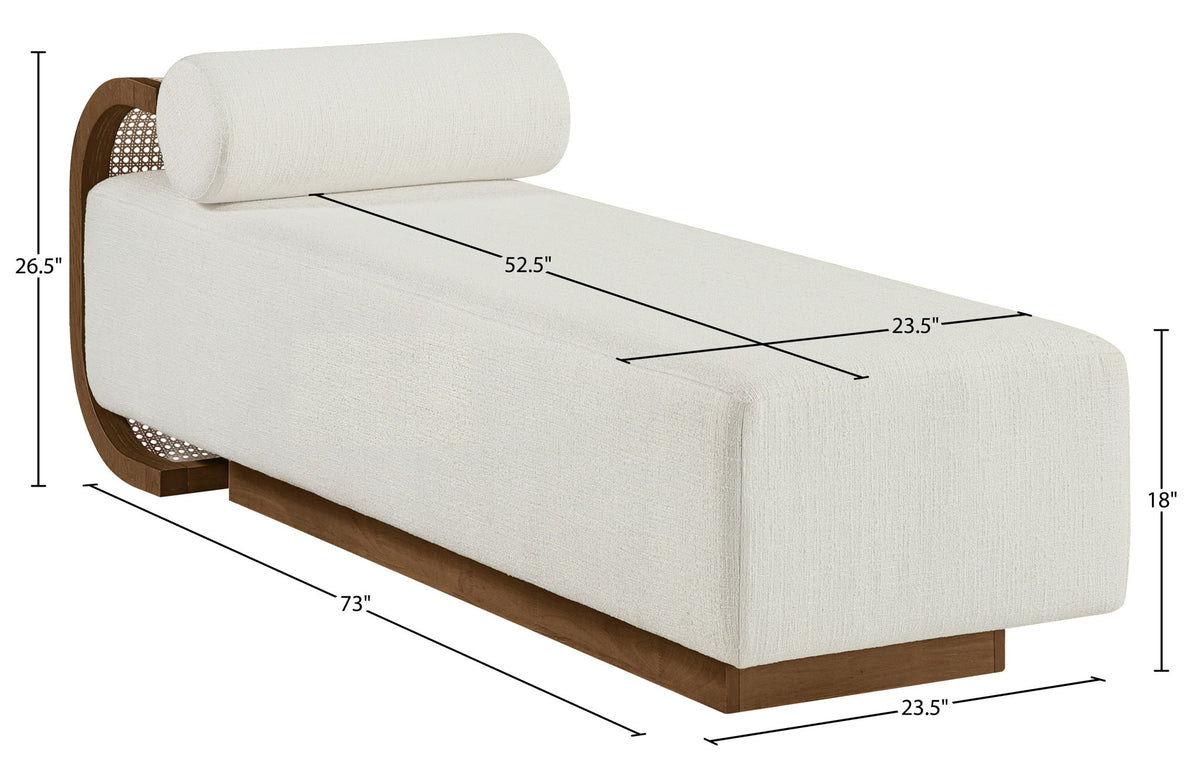 Zephyr - Linen Textured Fabric Upholstered Chaise - Painted Brown Walnut Base