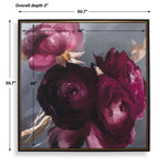 Plum Ranculus - Framed Floral Art - Black / Gold / Gray / Green / Pink / Purple / Red / White / Yellow