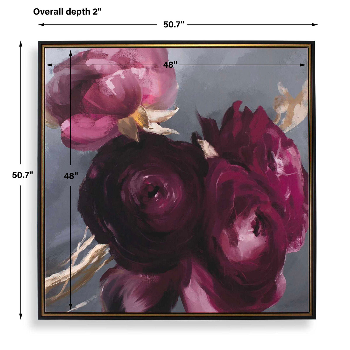 Plum Ranculus - Framed Floral Art - Black / Gold / Gray / Green / Pink / Purple / Red / White / Yellow
