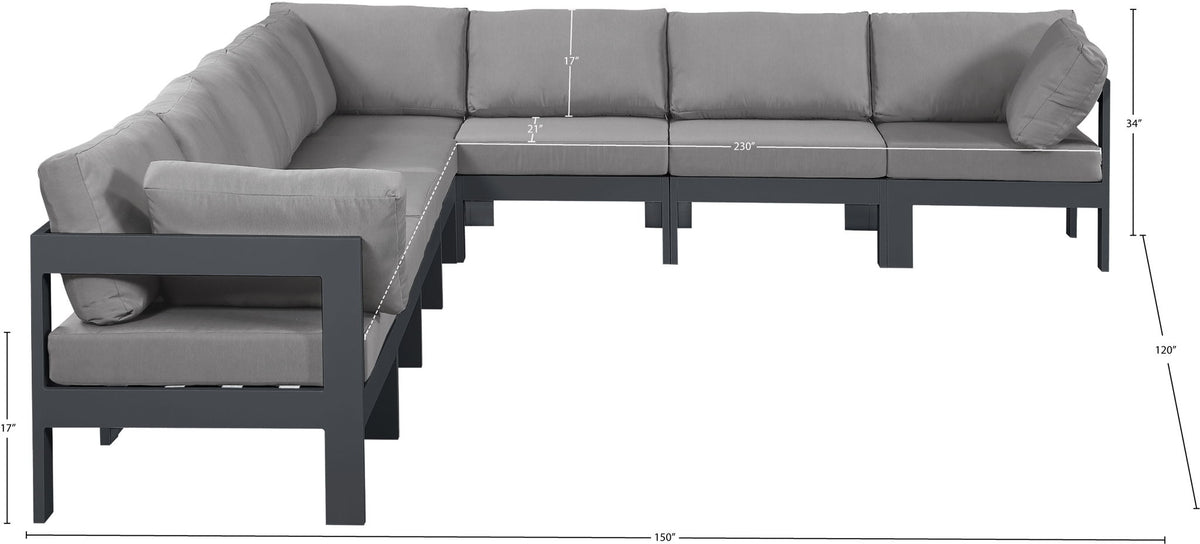 Nizuc - Outdoor Patio 8 Piece Modular Sectional With Gray Frame