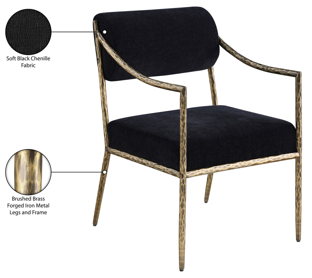 Bastille - Upholstered Dining Arm Chair (Set of 2) - Brass Frame