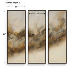 Smoke Break - Hand Painted Modern Art (Set of 3) - Black / Gray / Orange / Woodtone / Yellow