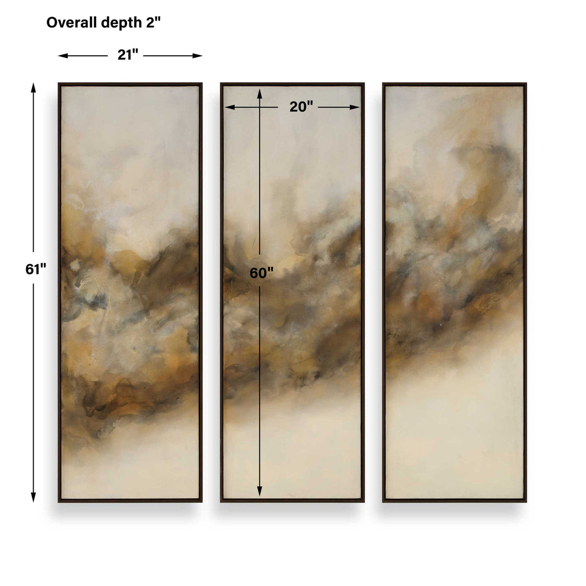 Smoke Break - Hand Painted Modern Art (Set of 3) - Black / Gray / Orange / Woodtone / Yellow