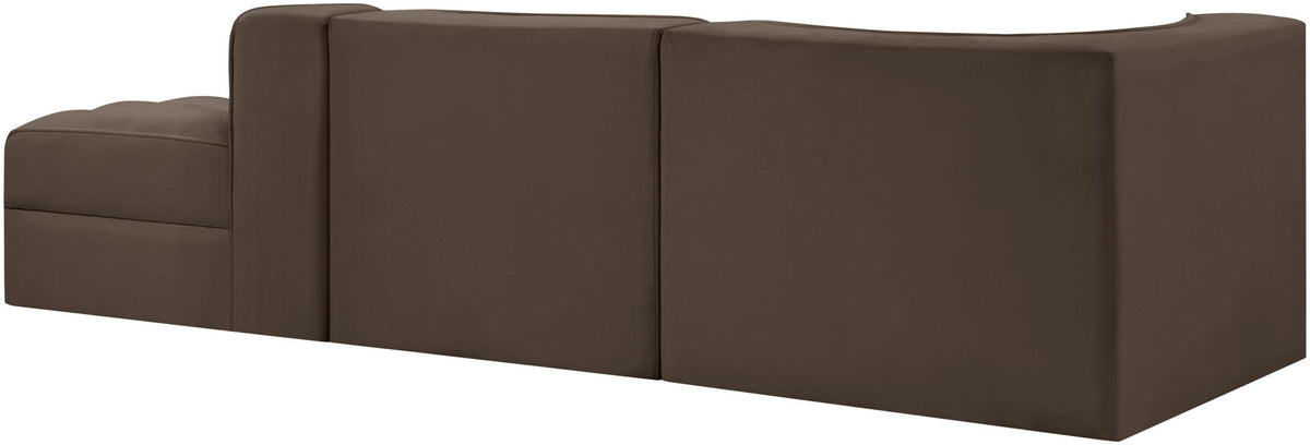 Rummi - Velvet Performance Fabric Upholstered 3 Piece Modular Sectional