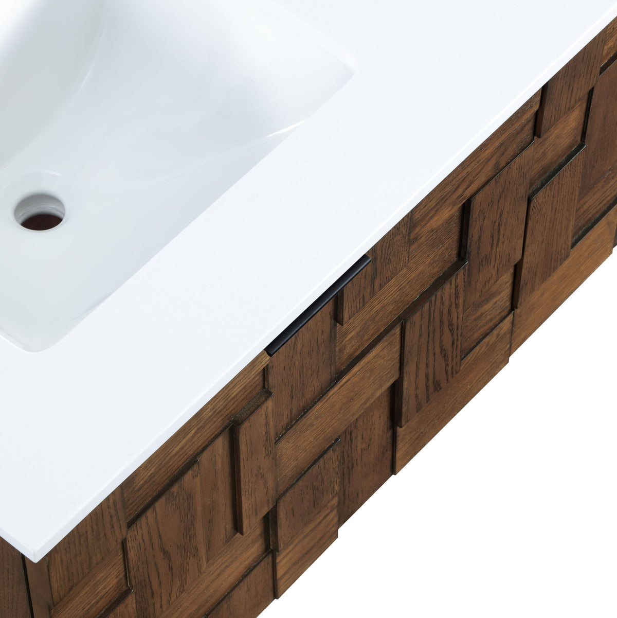 Leonardo - Engineered Stone And Solid Wood 24" Wall Mounted Bathroom Vanity