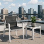 Nizuc - Outdoor Patio Dining Arm Chair With White Frame And Gray Arms (Set of 2)