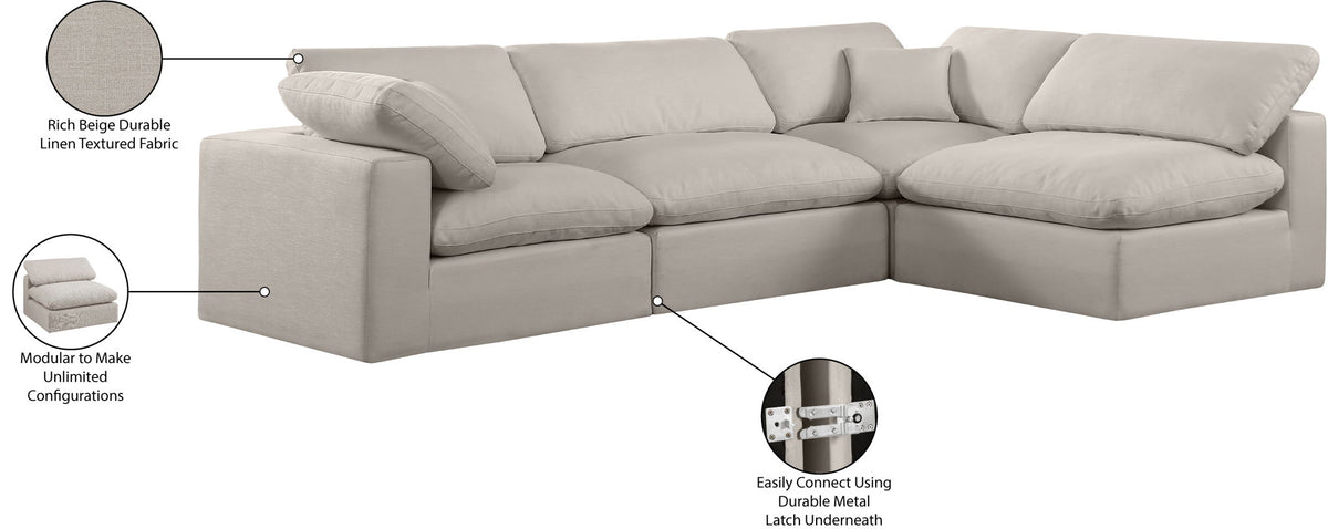 Comfy - 4 Piece Linen Fabric Modular Armless Sectional