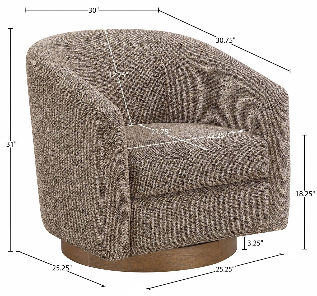 Modra - Performance Fabric Upholstered Swivel Accent Chair