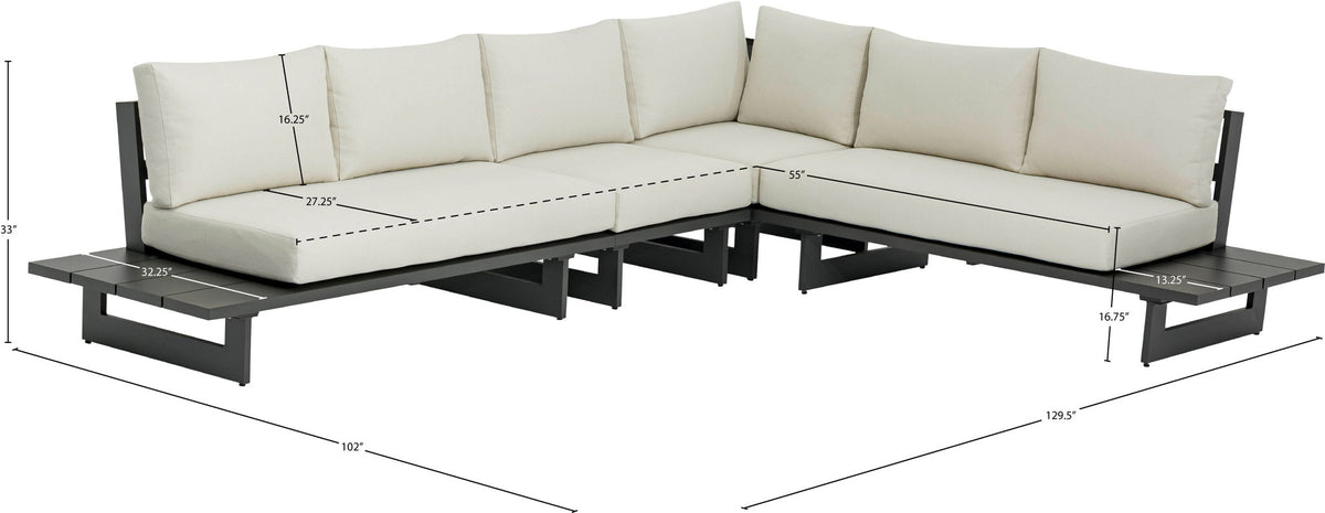 Maldives - 4 Piece Water Resistant Outdoor Patio Modular Sectional With Gray Base