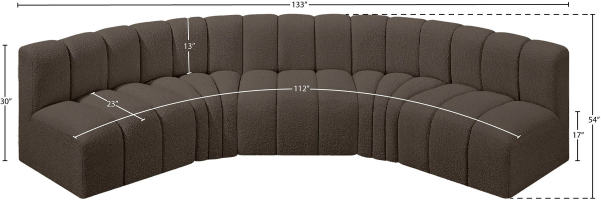 Arc - Boucle Fabric 5 Piece U-Shaped Modular Sofa