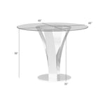 Celina - Modern Contemporary Round Tempered Glass 48" Pedestal Base Dining Table Seats Up To 4 - Shiny Nickel
