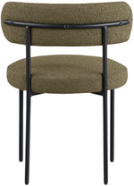 Beacon - Boucle Fabric Dining Chair With Black Legs (Set of 2) - Olive Green