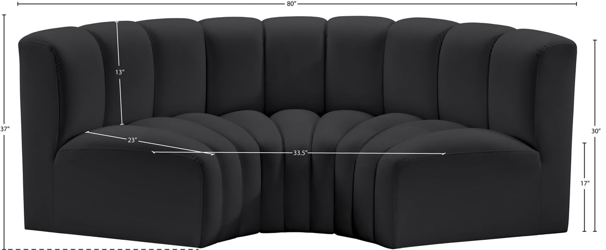 Arc - Faux Leather 3 Piece Modular U-Shaped Sofa