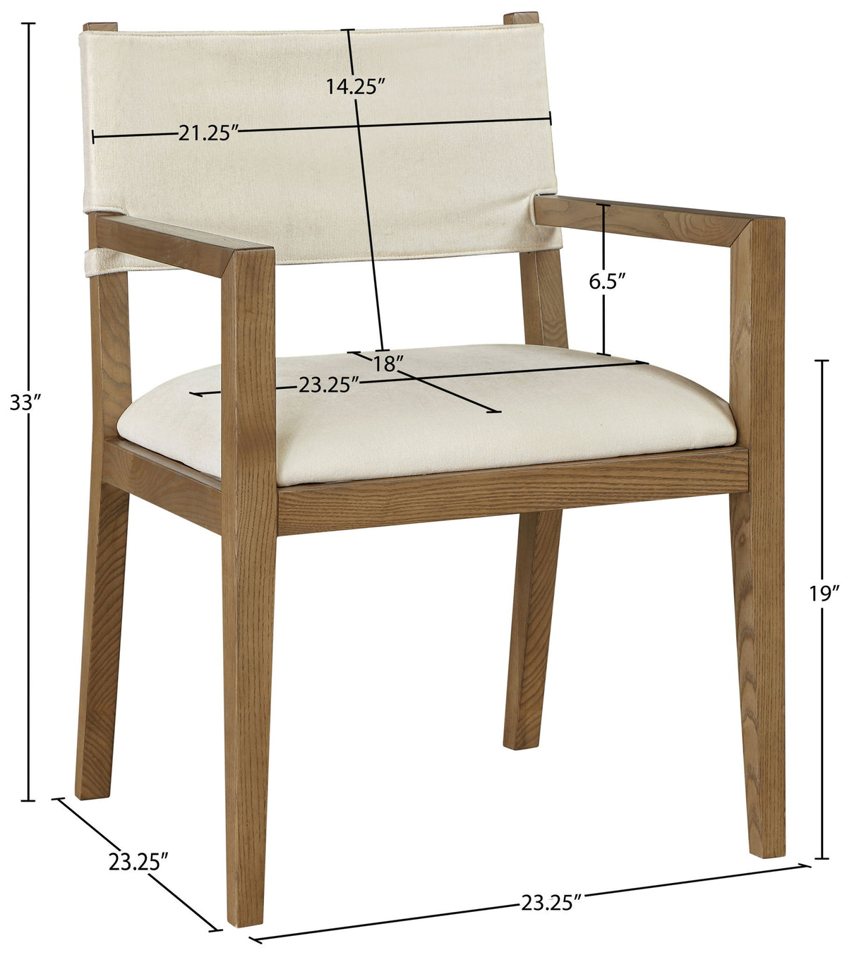 Avon - Linen Textured Performance Fabric Dining Arm Chair
