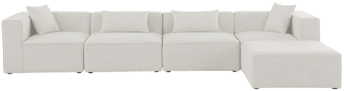 Cube - Linen 5 Piece Modular Sectional With Chaise