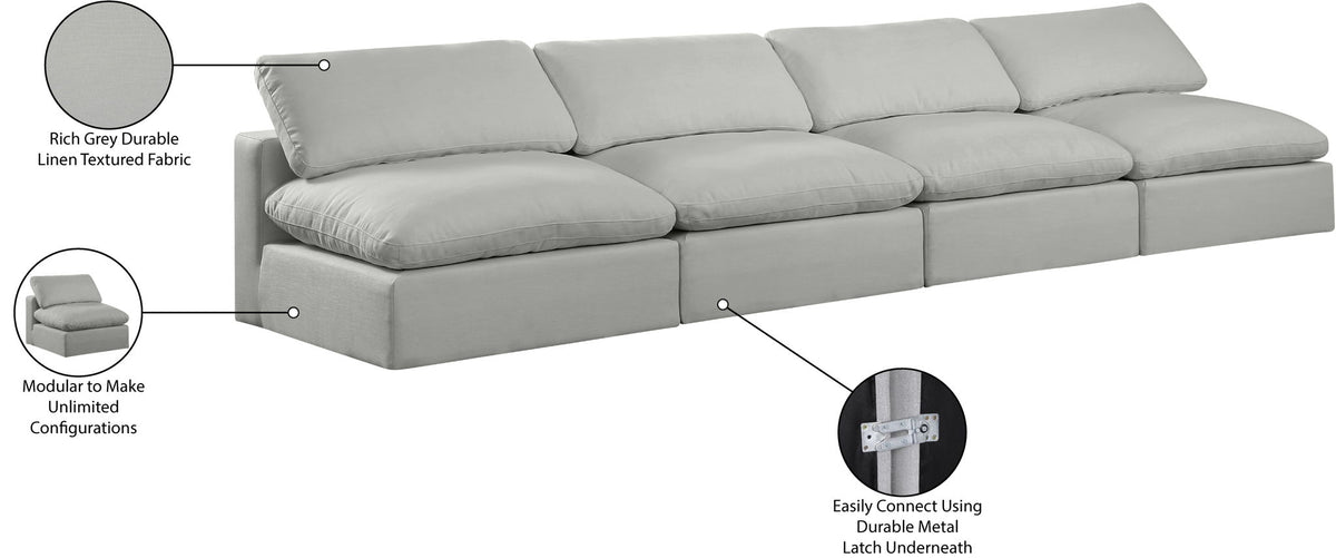 Comfy - Linen Modular Armless Sofa 4 Seats