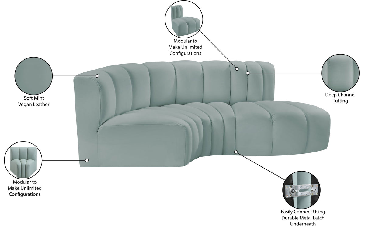 Arc - Faux Leather 3 Piece Modular L-Shaped Sofa