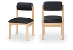 Roundhill - Faux Leather Dining Chair (Set of 2) - Natural Frame