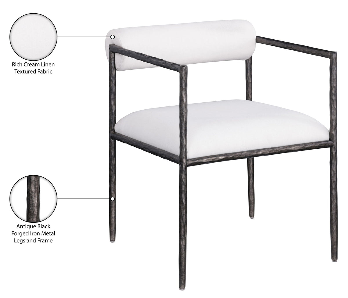 Axis - Linen Textured Cream Fabric Upholstered Dining Chair (Set of 2)