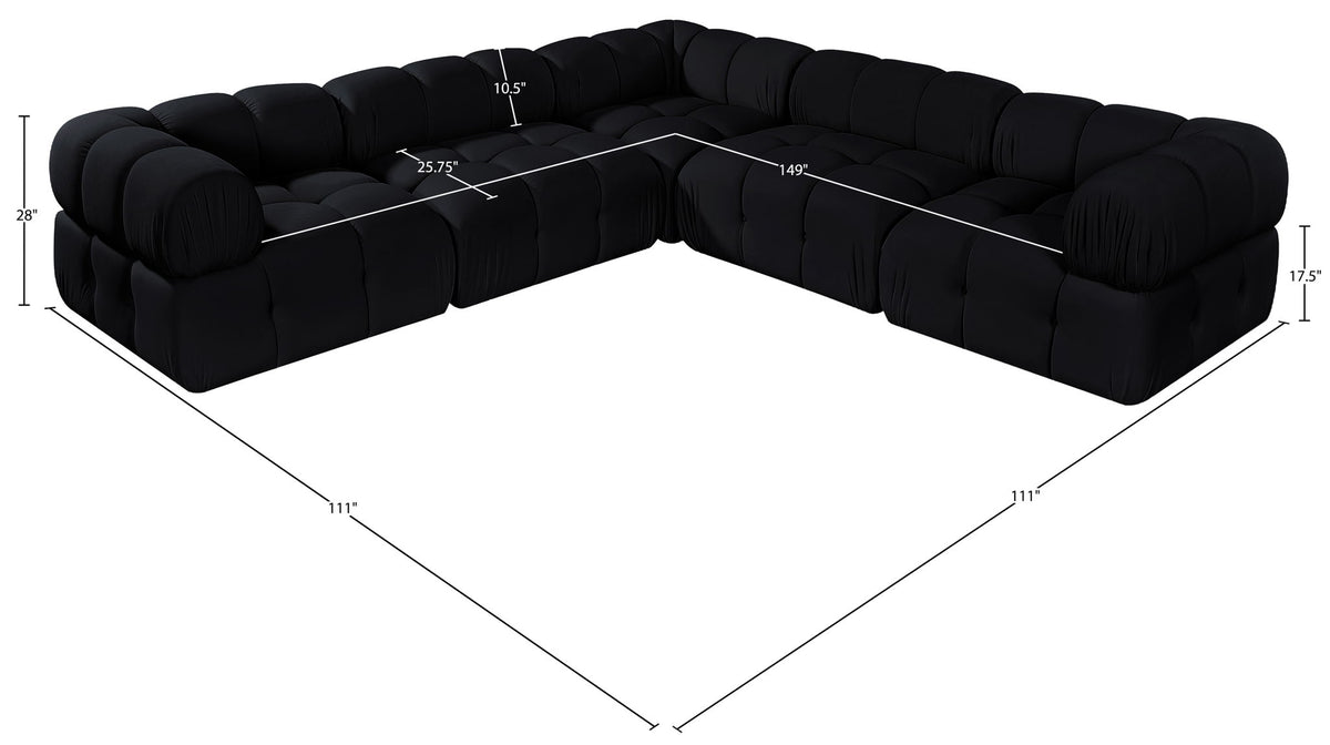 Orin - Velvet 5 Piece Modular Corner Sectional
