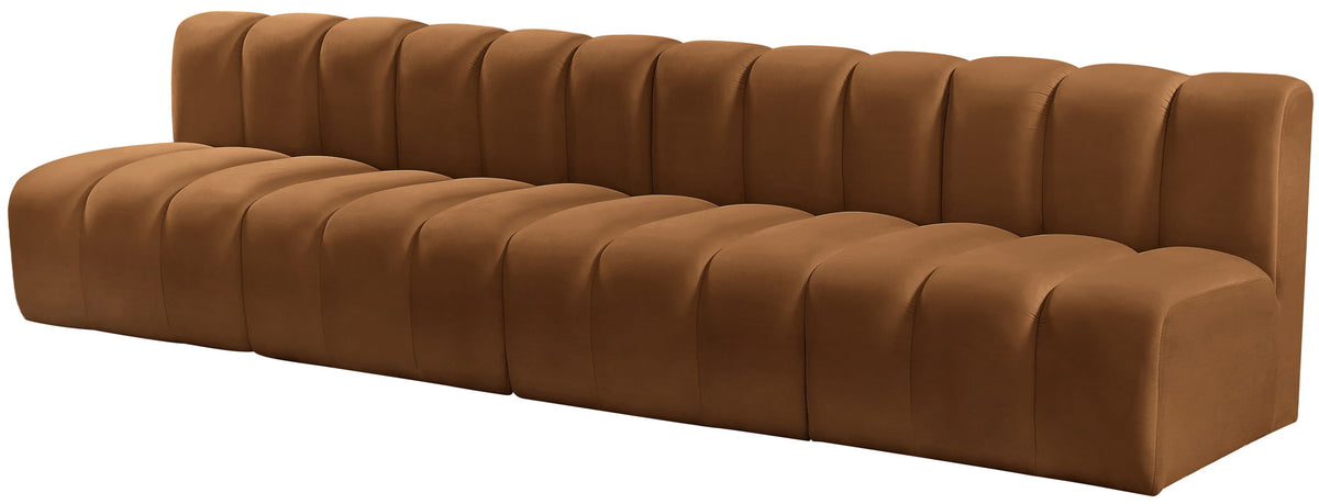 Arc - Velvet 4 Pieces Modular Sofa - Saddle