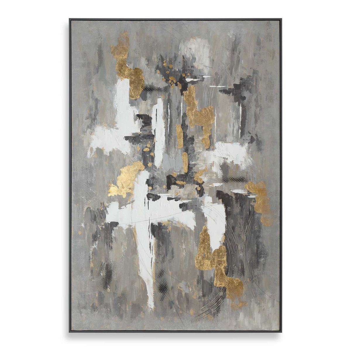 Crossover - Hand Painted Canvas - Black / Gold / Gray