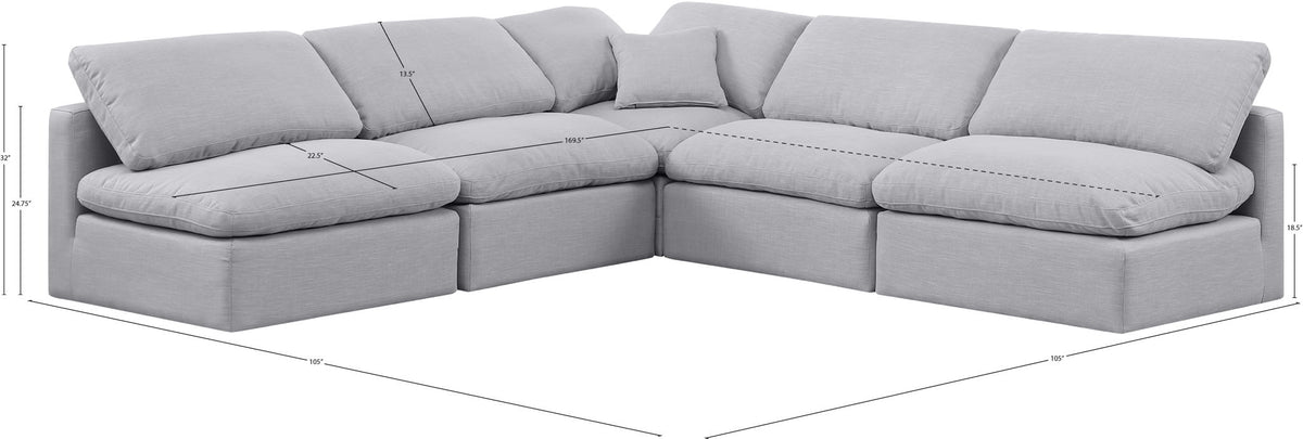 Indulge - Linen 5 Piece Modular Corner Armless Sectional