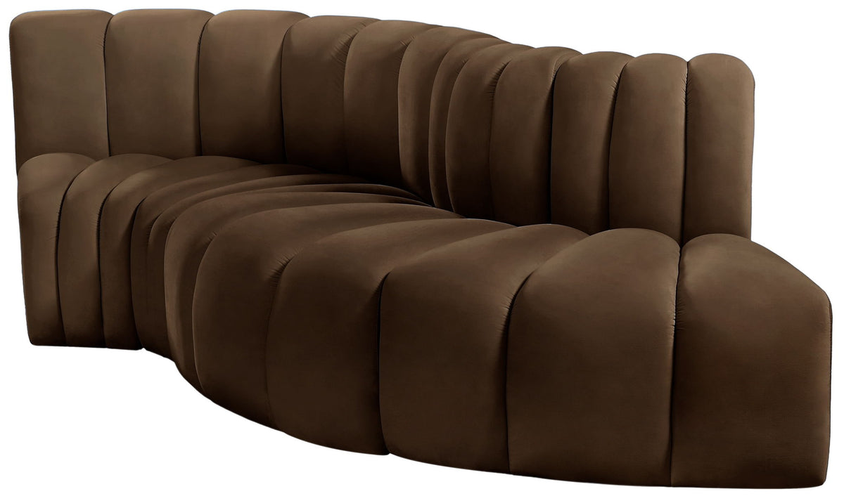 Arc - Velvet 4 Piece L-Shaped Modular Sofa