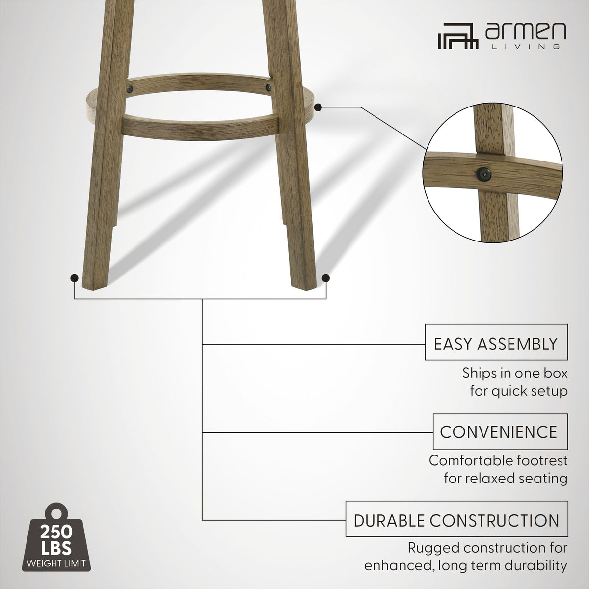 Isla - 30" Putty Brown Bar Height Rubberwood Swivel Barstool