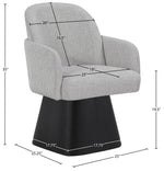 Marlowe - Linen Textured Fabric Upholstered Swivel Dining Arm Chair - Stained Black