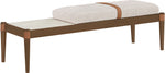 Nara - Linen Textured Fabric Upholstered Bench - Painted Brown Walnut