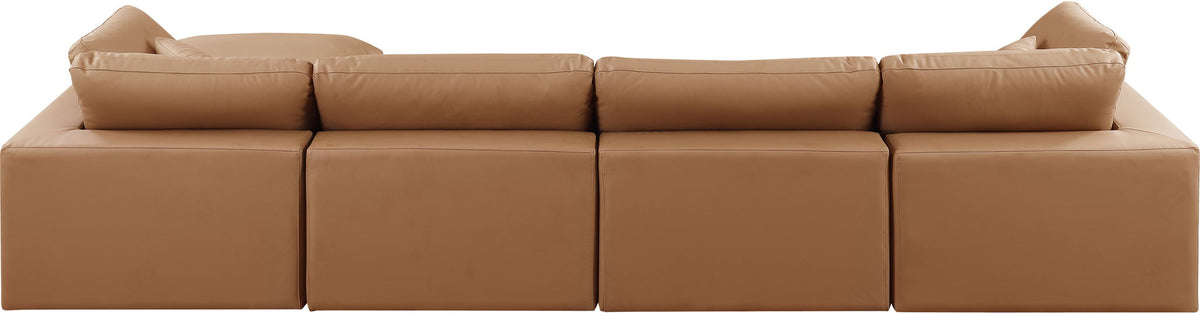 Comfy - 5 Piece Faux Leather Modular Sectional With Chaise