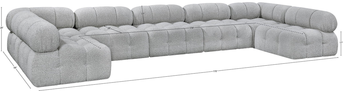 Ames - 7 Piece Boucle Fabric Modular Sectional