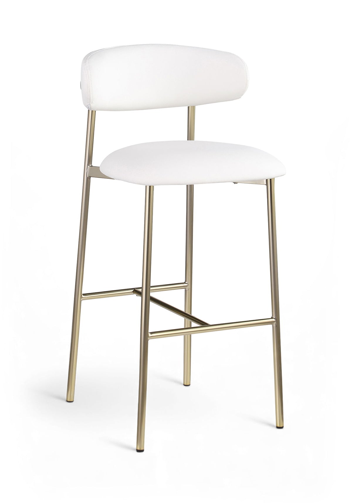 Lupita - Vegan Leather Upholstered Bar Stool With Brushed Gold Frame (Set of 2)
