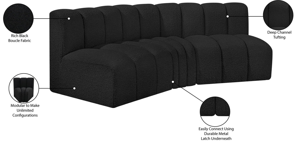 Arc - Boucle Fabric 3 Piece Modular Corner Sofa